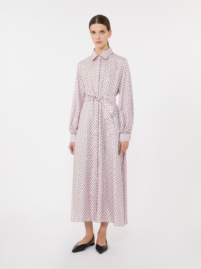 max mara printed silk shirt dress