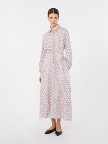 Printed silk shirt dress