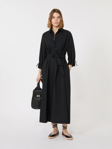 Oversized Cotton Poplin Dress for Women - Black - Max Mara UAE