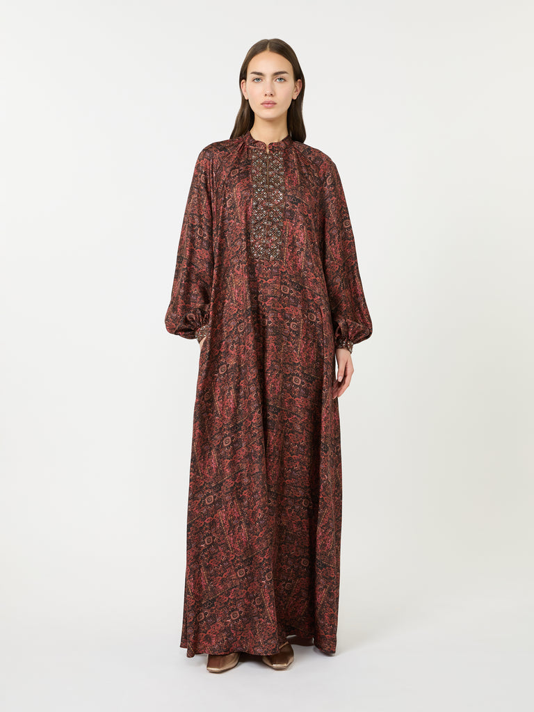 max mara long silk dress with plastron