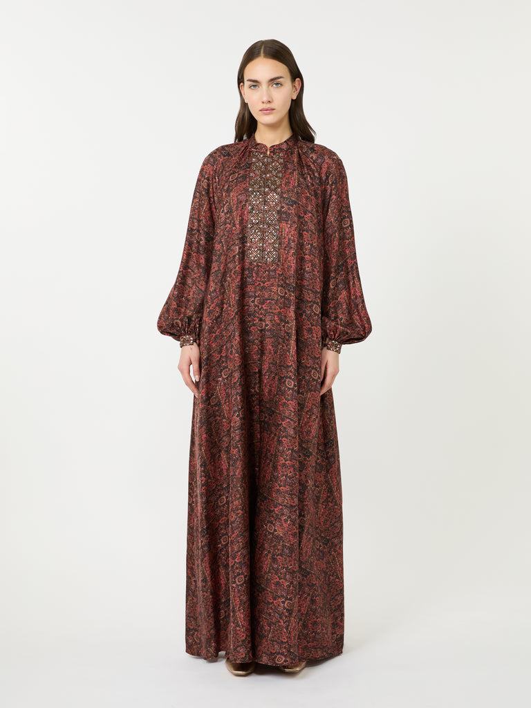 max mara long silk dress with plastron