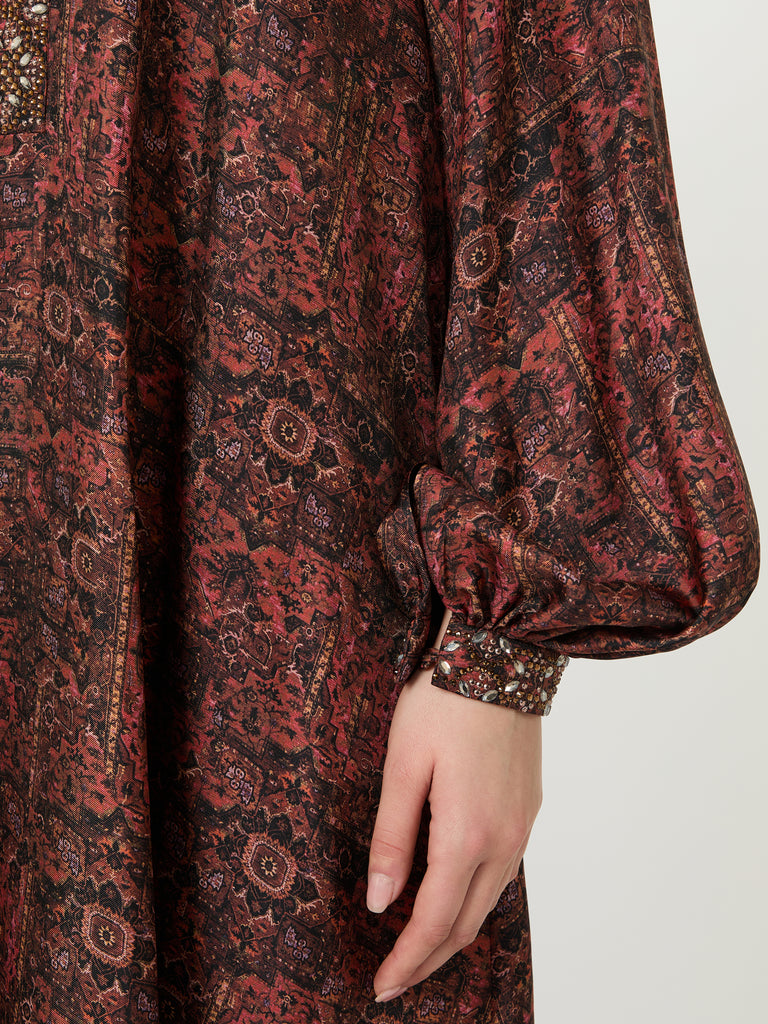 max mara long silk dress with plastron