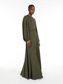 Silk Charmeuse Dress for Women - Kaki - Max Mara UAE