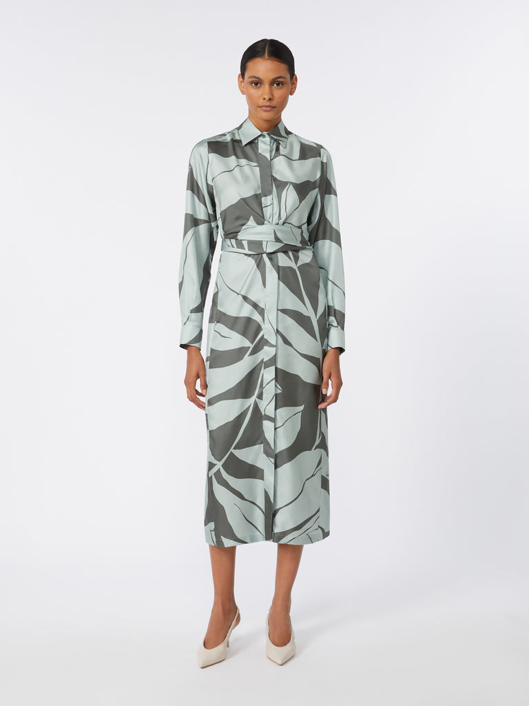 max mara printed silk shirt dress