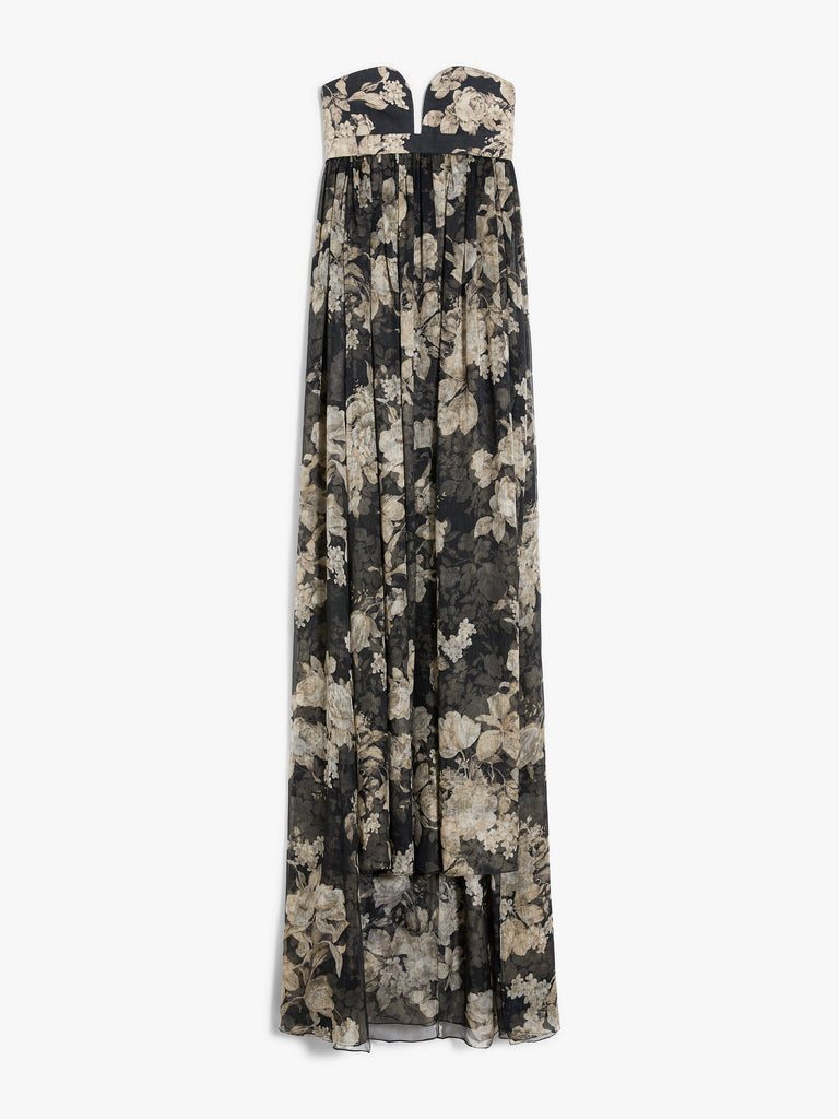 Printed chiffon bustier dress
