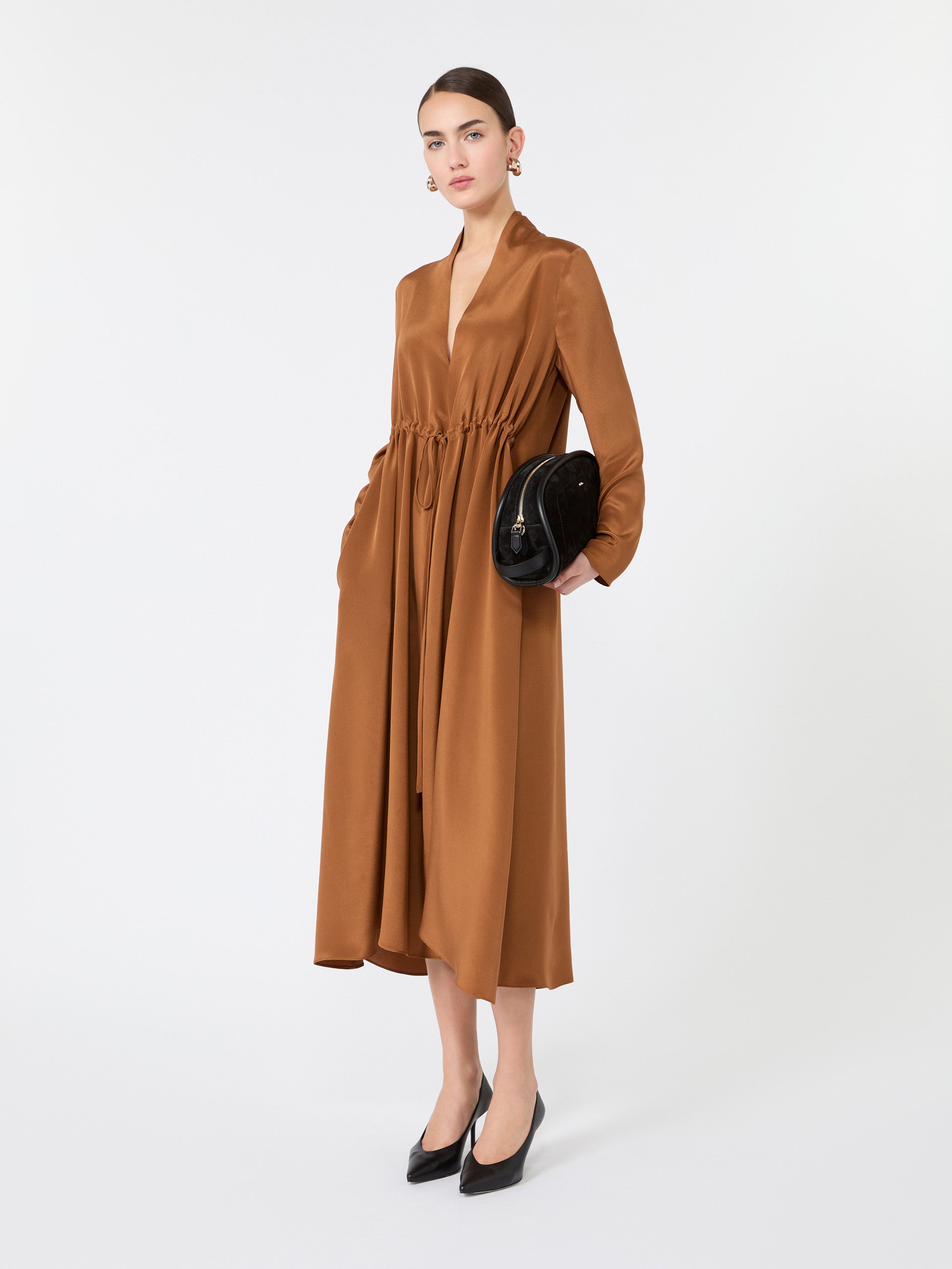 max mara long silk crepe de chine dress for women