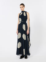 max mara polka dot-patterned long silk dress for women