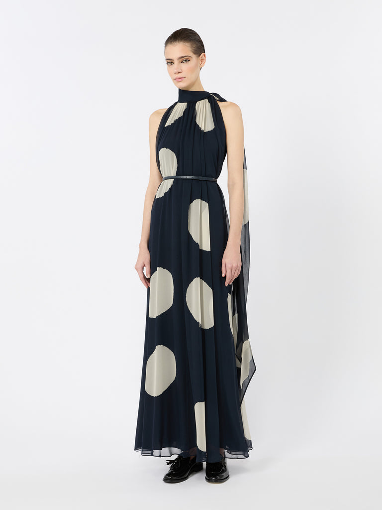 max mara polka dot-patterned long silk dress