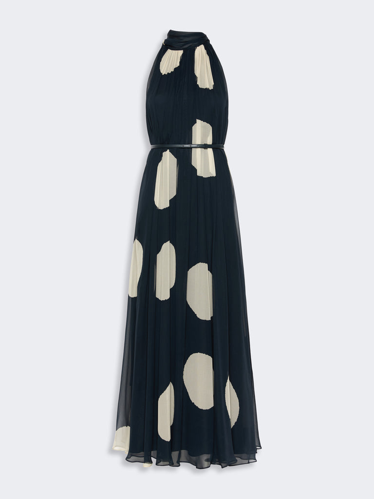 max mara polka dot-patterned long silk dress