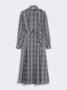 Printed Twill Shirt Dress for Women - White Blue - Max Mara UAE