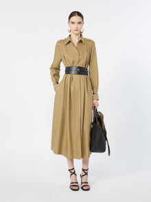 Linen And Silk Shirt Dress for Women - Kaki - Max Mara UAE