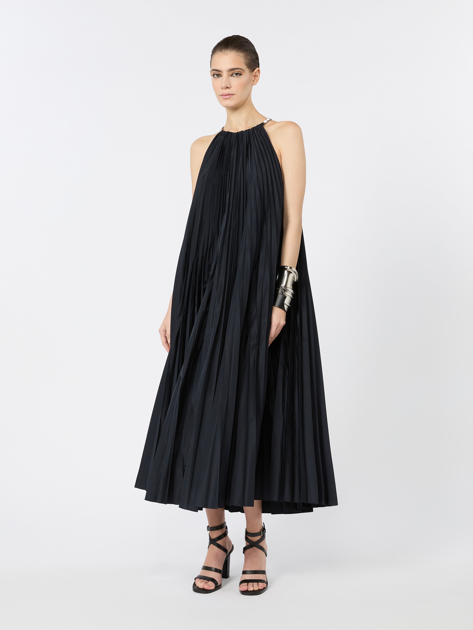 max mara sleeveless plissé-pleated taffeta dress for women
