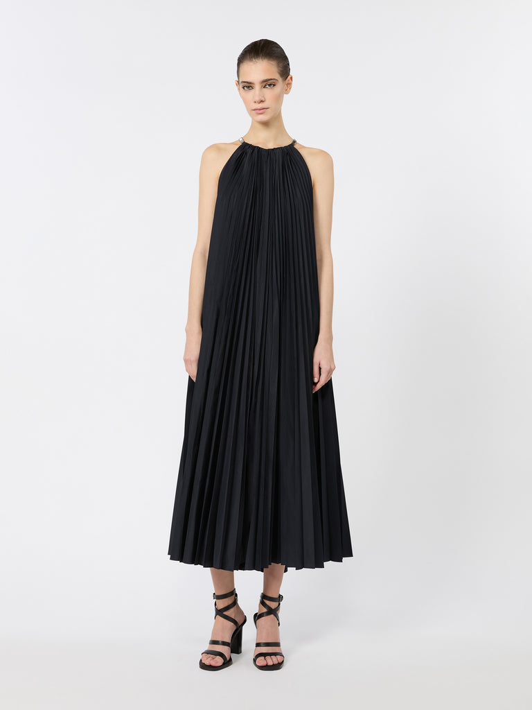 max mara sleeveless plissé-pleated taffeta dress