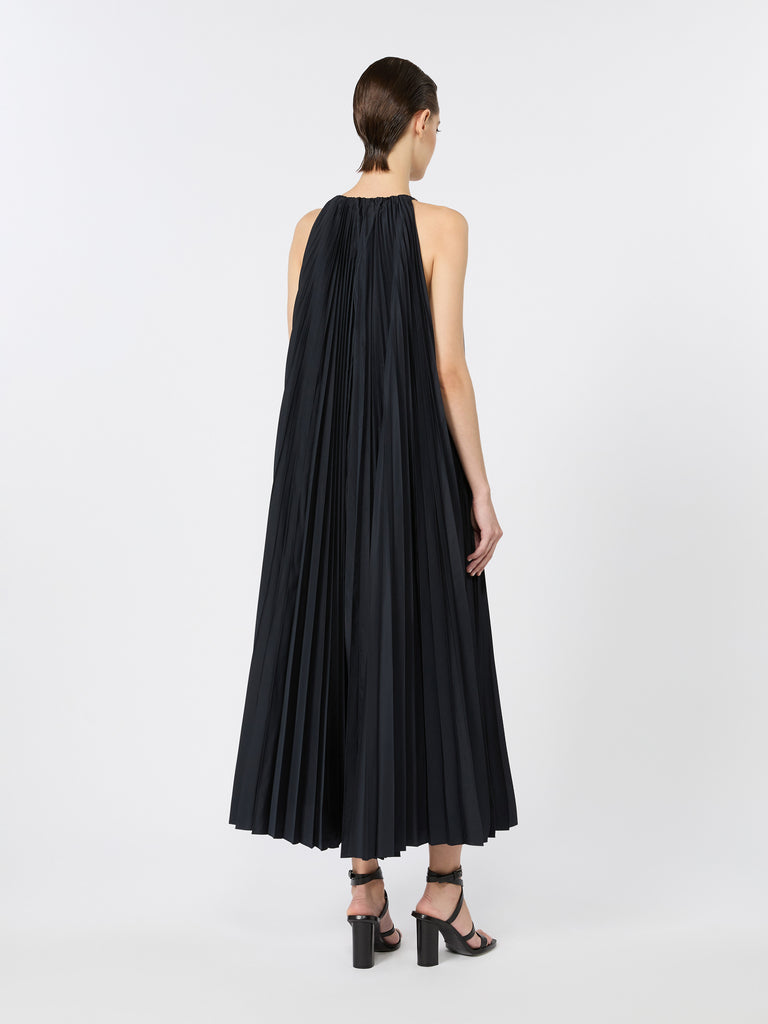 max mara sleeveless plissé-pleated taffeta dress