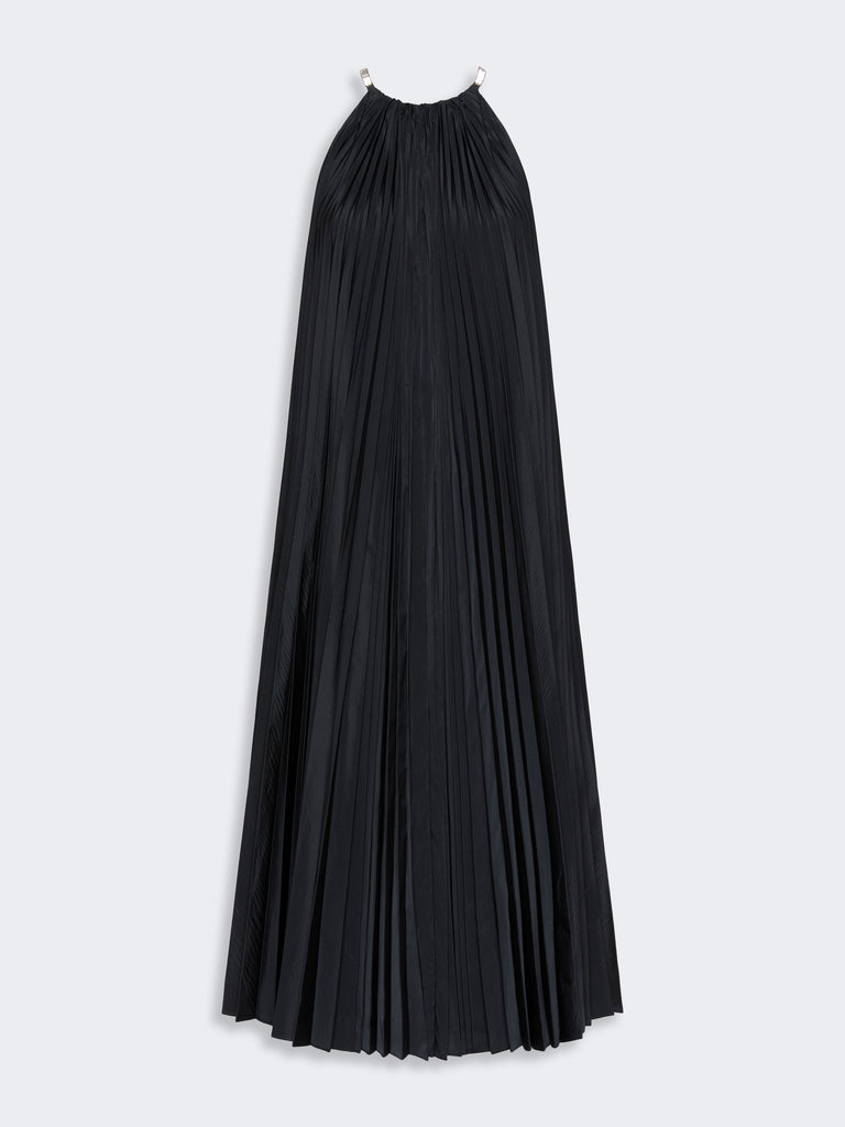 max mara sleeveless plissé-pleated taffeta dress
