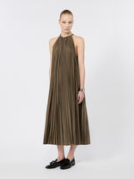max mara sleeveless plissé-pleated taffeta dress for women