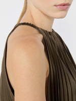 max mara sleeveless plissé-pleated taffeta dress for women