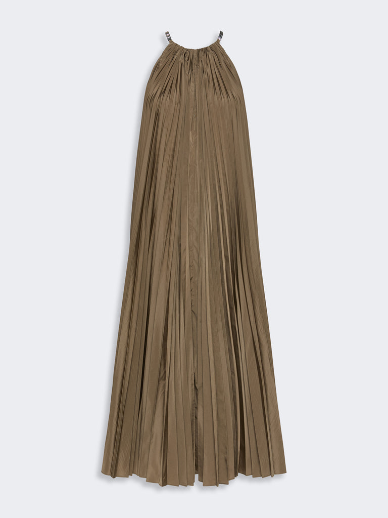 max mara sleeveless plissé-pleated taffeta dress