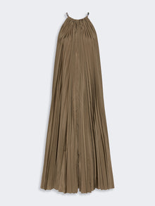Sleeveless Plissé-Pleated Taffeta Dress for Women - Mud - Max Mara UAE