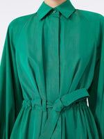 Long taffeta shirt dress - Emerald