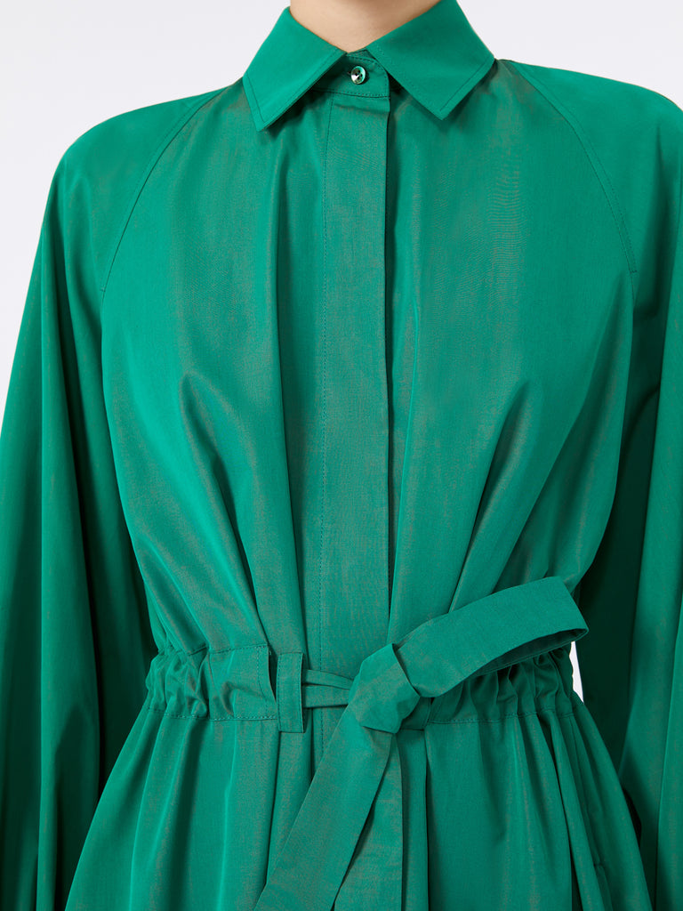 Long taffeta shirt dress - Emerald