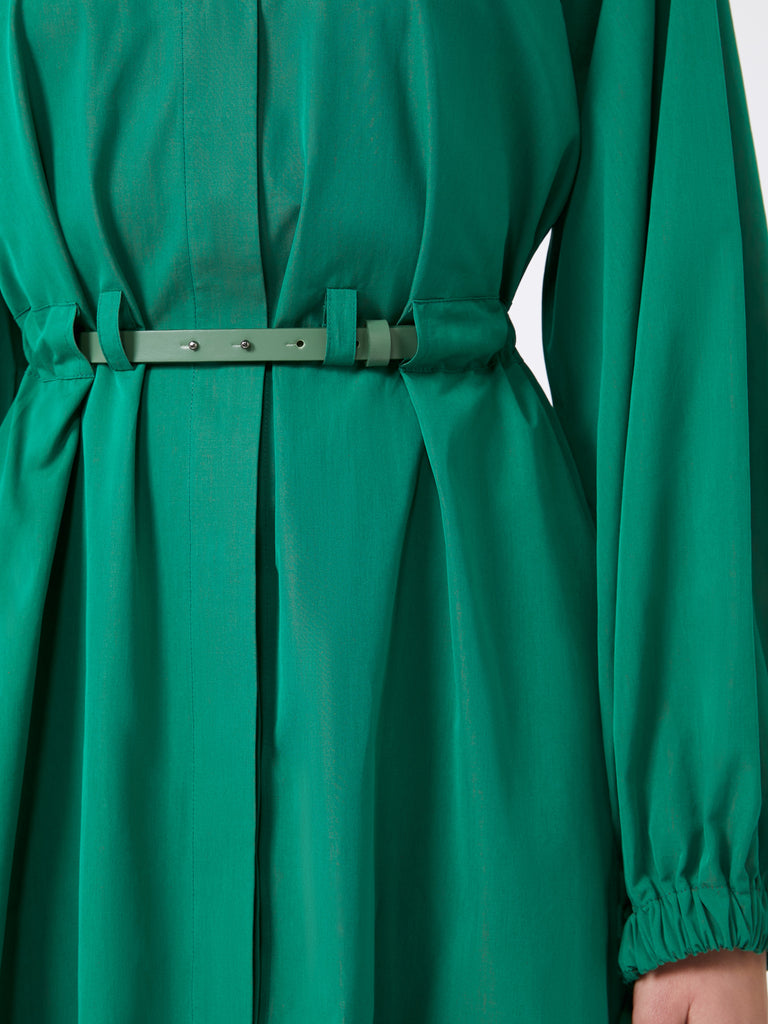 Long taffeta shirt dress - Emerald