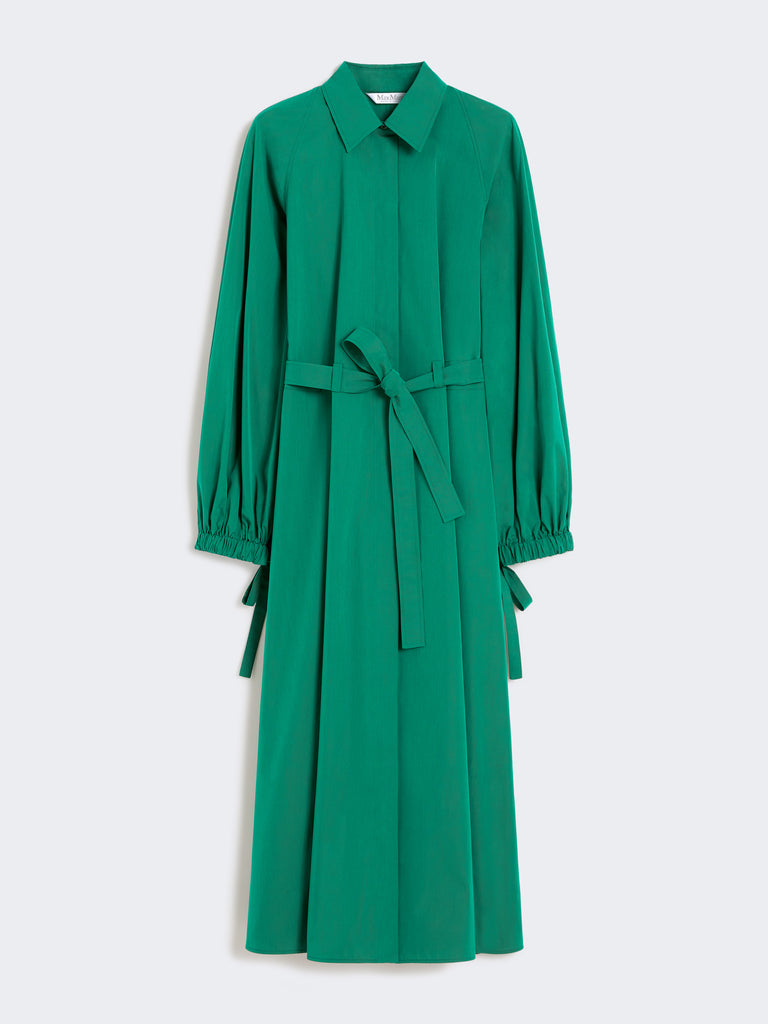 Long taffeta shirt dress - Emerald