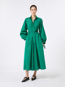 Long taffeta shirt dress - Emerald