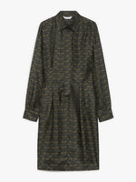 Printed Silk Shirt Dress for Women - Dark Green - Max Mara UAE