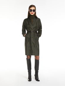 Printed Silk Shirt Dress for Women - Dark Green - Max Mara UAE