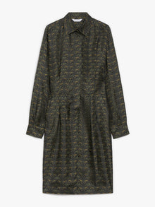 Printed Silk Shirt Dress for Women - Dark Green - Max Mara UAE