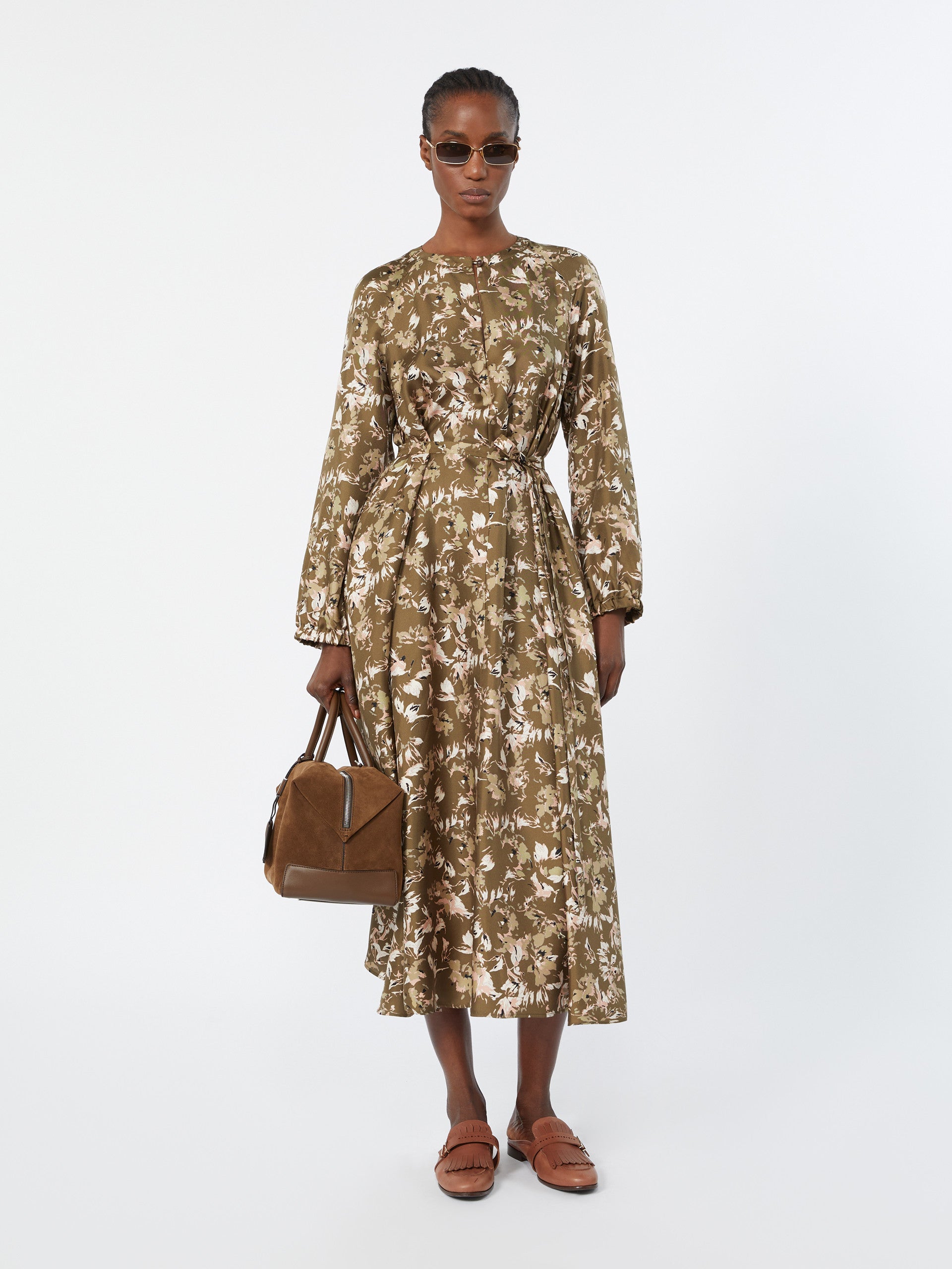 max mara printed silk twill dress for women