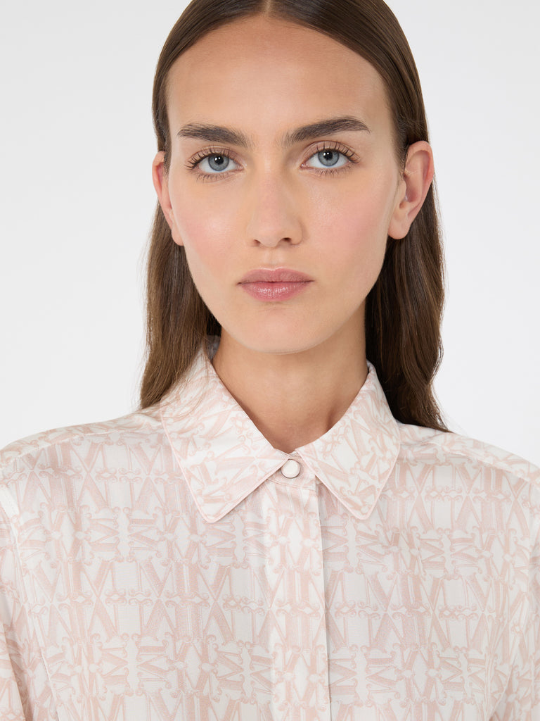 max mara long printed silk shirt dress