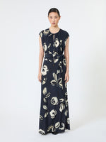 Long Printed Crepe De Chine Dress for Women - Ultramarine - Max Mara UAE
