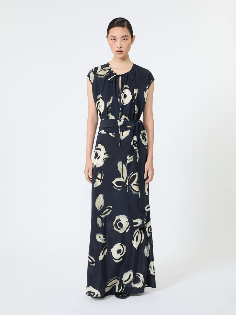 max mara long printed crepe de chine dress