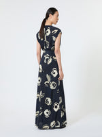 Long Printed Crepe De Chine Dress for Women - Ultramarine - Max Mara UAE