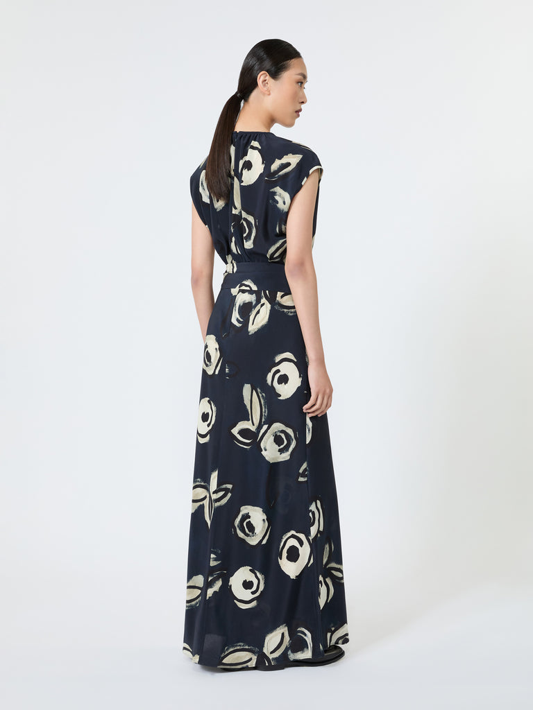 max mara long printed crepe de chine dress