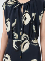 Long Printed Crepe De Chine Dress for Women - Ultramarine - Max Mara UAE