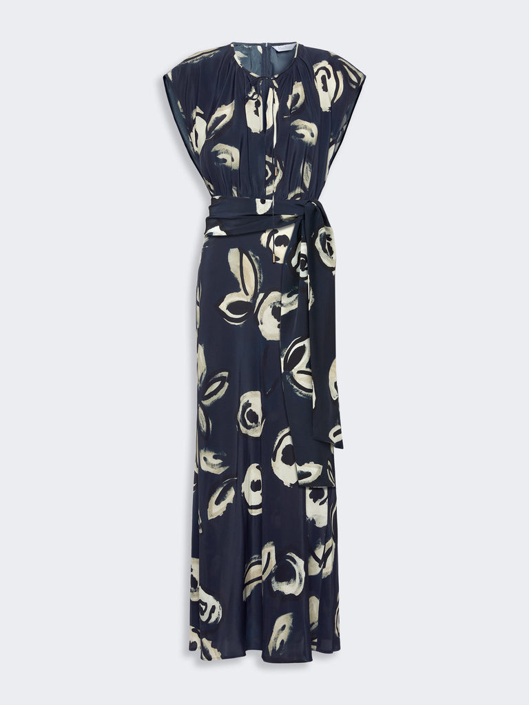 max mara long printed crepe de chine dress