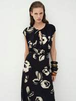 max mara long printed crepe de chine dress for women