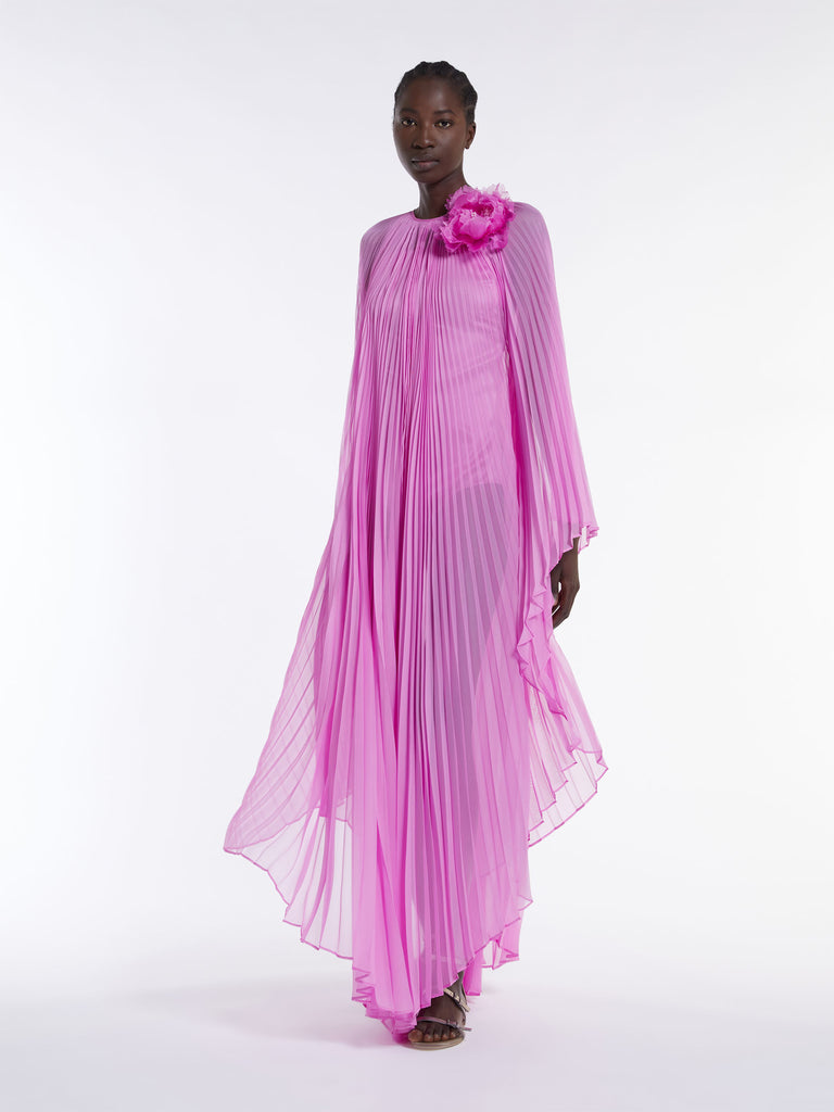 Pleated chiffon kaftan dress