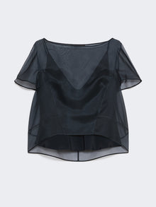 Boxy, Silk Organza Blouse for Women - Ultramarine - Max Mara UAE