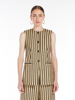 Striped Linen And Cotton Waistcoat for Women - Sand - Max Mara UAE