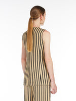 Striped Linen And Cotton Waistcoat for Women - Sand - Max Mara UAE