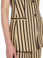 Striped Linen And Cotton Waistcoat for Women - Sand - Max Mara UAE