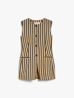 Striped Linen And Cotton Waistcoat for Women - Sand - Max Mara UAE