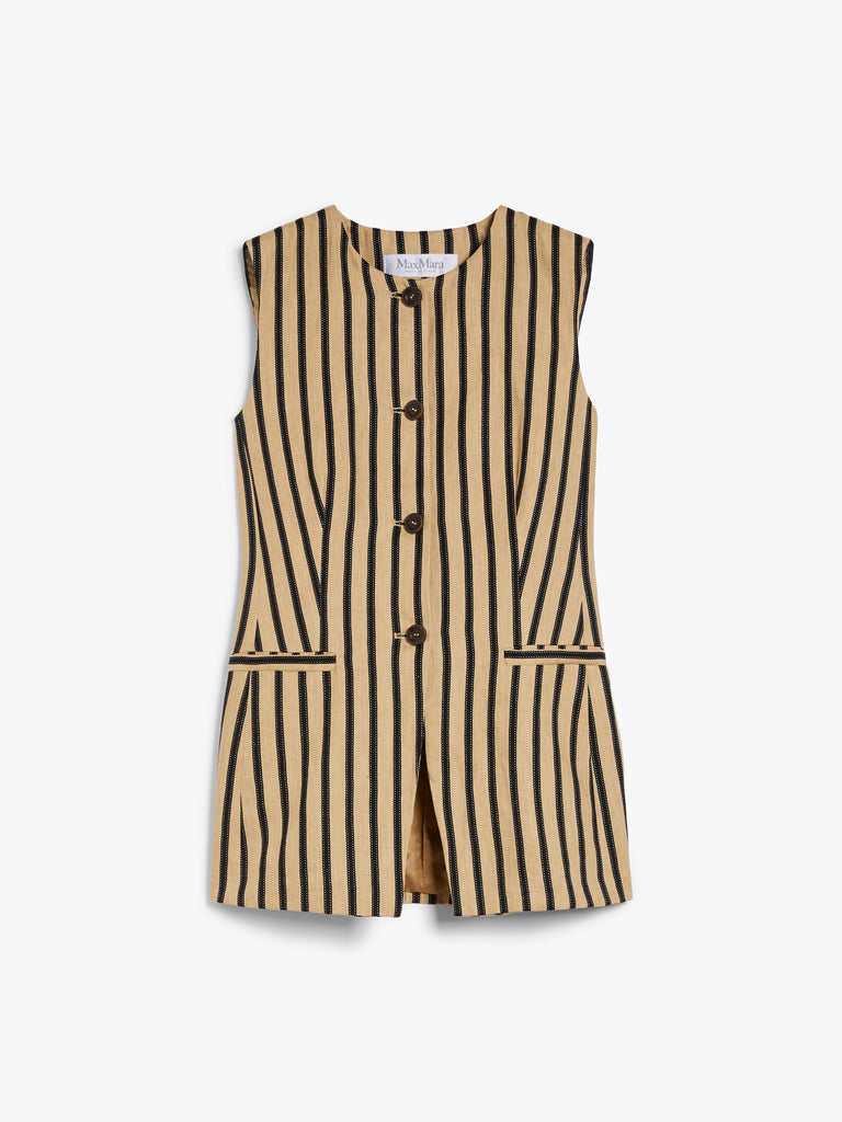 max mara striped linen and cotton waistcoat
