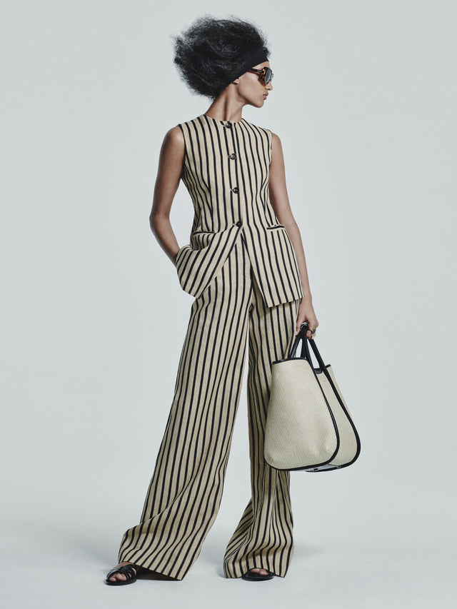 max mara striped linen and cotton waistcoat for women