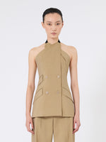 max mara wool and silk poplin sleeveless jacket for women