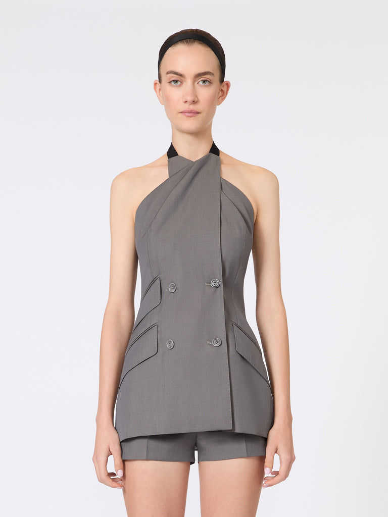 max mara gabardine wool sleeveless jacket